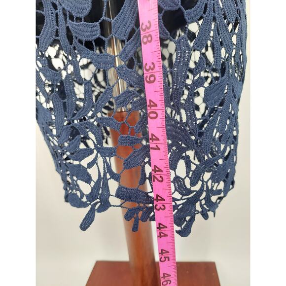 QUIZ SZ 8 M US Navy Blue Lace Vneck Spaghetti Straps Midi Dress NWT B119 - Picture 4 of 9